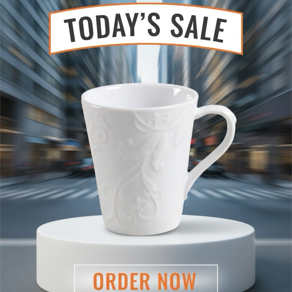 Corning Corelle Bella Faenza Embossed 10-oz Cup/mug White Porcelain RETIRED